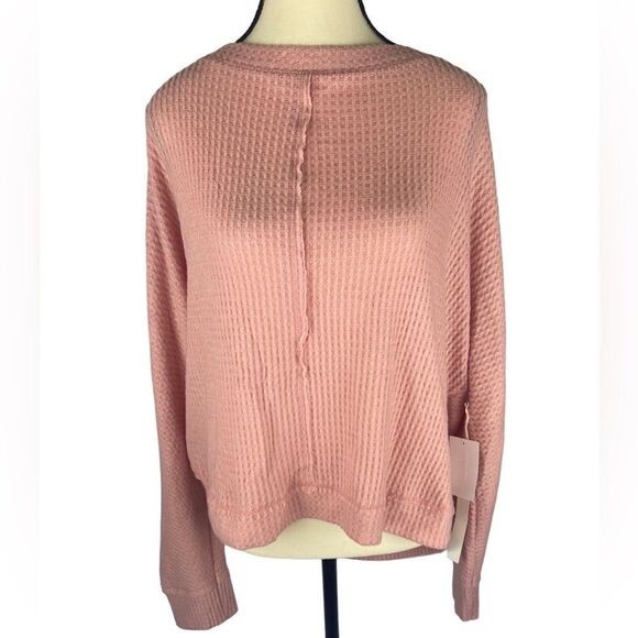 CASLON Pink Bride Soft Thermal waffle knit Wide Neck Tee MADE IN U.S.A Size: XL - Picture 3 of 7